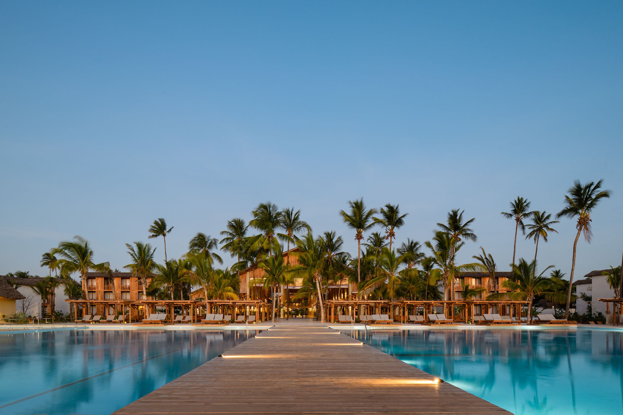 JAZ Elite Aurora main pool and beachfront in Zanzibar